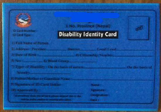 Photo of Blue Disability Card