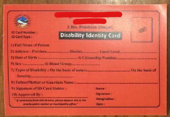 Photo of Red Disability Card