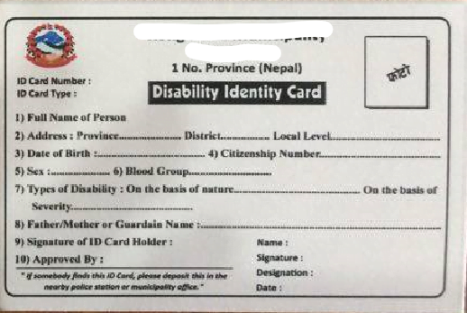 Photo of White Disability Card